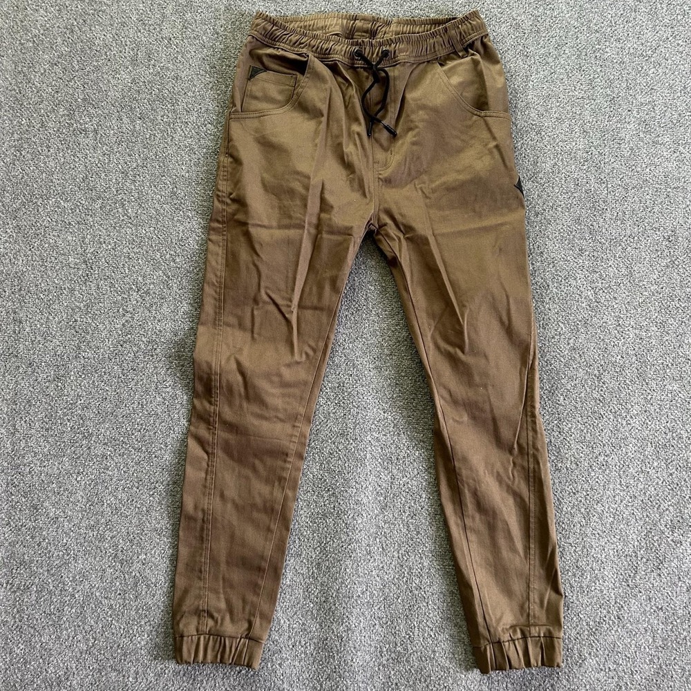 Jinx Jogger Pants Mens 32x30 Brown Stretch Elastic Waist Cuffed Tapered